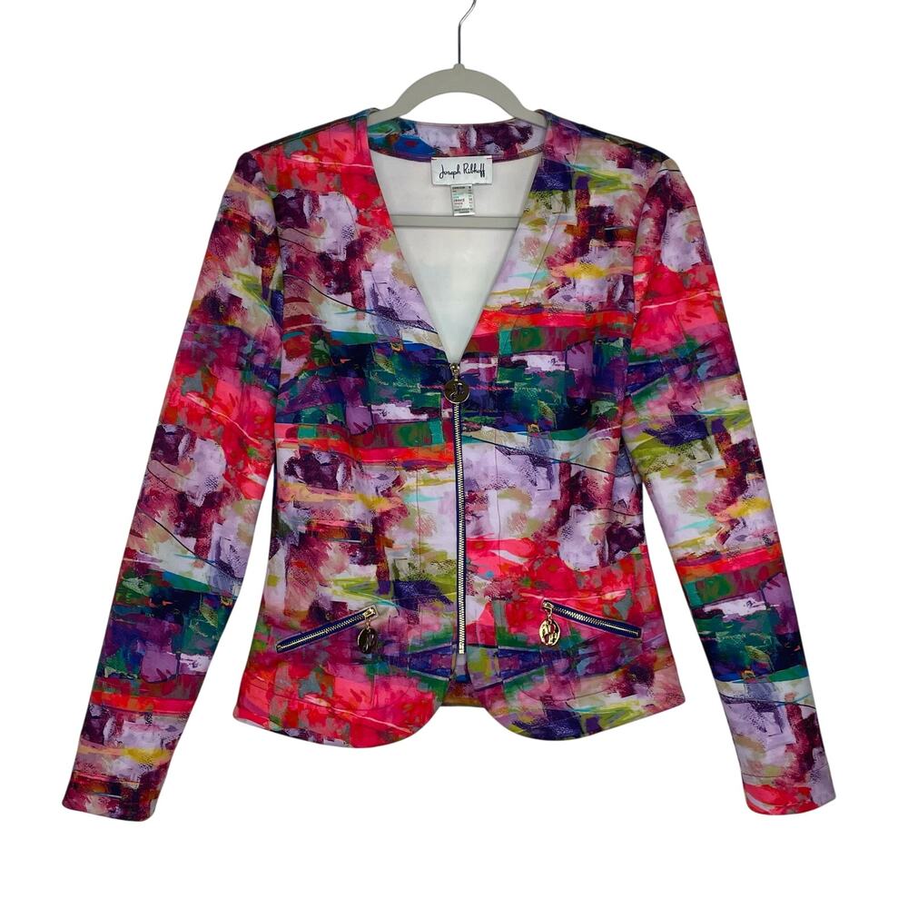 Joseph Ribkoff Multi-Color Abstract Art To Wear S… - image 1